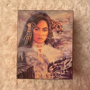 Vintage Aboriginal Woman Las Vegas Souvenir Wood Storage, Trinket, Jewelry Box
